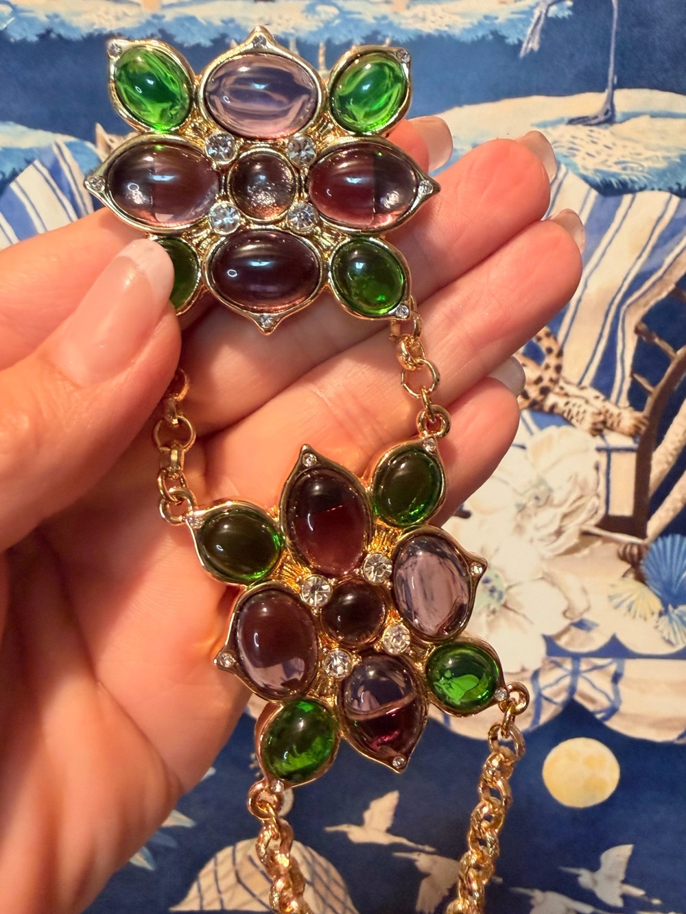 Catwalk Jon Gorgeous Large Cabochan Glass Ring and bracelet SET